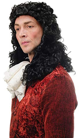 WIG ME UP - 91030-ZA103 Perücke Herren Karneval Fasching historisch Renaissance Barock Edelmann Adel König Prinz Locken Schwarz 45 cm