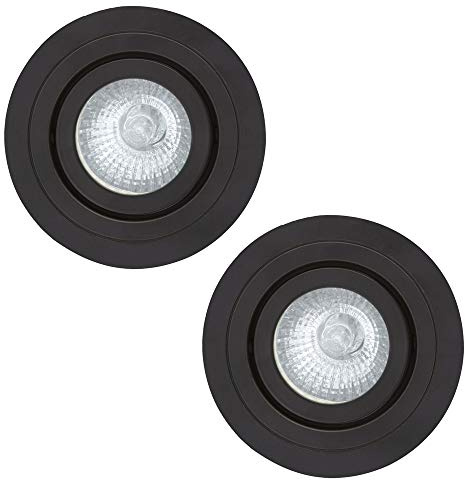 LITECRAFT Recessed Downlight IP65 Rated Tiltable Spotlight - (Matte Black, Pack of 2)