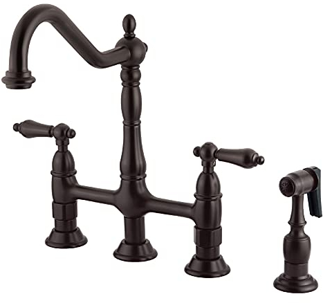Kingston Brass KS1275ALBS Heritage 20,32 cm Küchenarmatur mit Messing-Sprühgerät, Öl-Bronze
