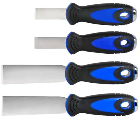 SW-Stahl 94840L Rostfreier Schaber-Satz 4-tlg - Dichtungsschaber Set | Edelstahl Schaber im Kunststoffkoffer, Heftlänge 115 mm, Klingenstärken 1.1 mm und 2.4 mm, 4-teiliges Werkzeug-Set