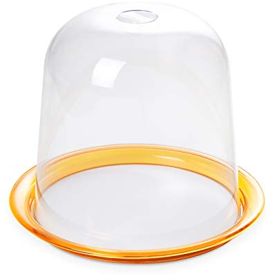 Omada Design Porta Panettone, Pandoro, Dolci, Torte, Vassoio Antigraffio da 25 cm (interno), Campana Alta, Made in Italy, Linea Trendy, Giallo