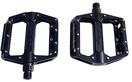 B087U Wellgo Mountain-BMX-Pedal mit Reflektor, Kugellager, Legierung, Schwarz