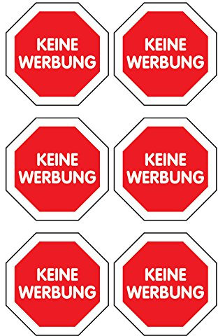 AVERY Zweckform 59505 Keine Werbung Etiketten rotes Schild (wetterfeste Folie) 6 Aufkleber