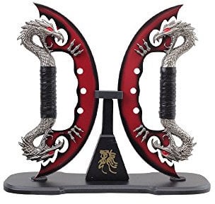 Wuu Jau H-7035-RD Dual Fantasy Dragon Knife Display, 11, Red