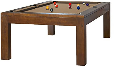 Billiard-Royal Billardtisch Pooltisch Modell Olivia Walnuss 8 ft. inkl Tischplatte mit hochwertigem K-55 Bandengummi und freier Tuchwahl, Tuchfarbe:Beige