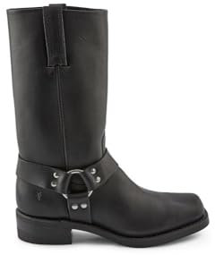 Frye Harness 12R Boots for Men with Oiled-Leather Upper, Siped Outsole with Stacked Leather Heel, and Nickel & Brass Hardware – 12” Shaft Height, Black - 12 M