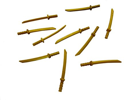 LEGO NINJAGO - 10 Katana gold (Schwerter, Säbel) für Ninja und Samurai Minifiguren