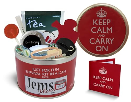 Keep Calm & Carry On Survival Kit In A Can. Humorous Funny Unique Birthday, Retirement, Christmas, New Year Novelty Present & Card Gift Set For A Teacher Mum Mate Son Daughter Parent Grandad