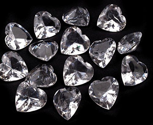 Dekosteine Herzen, 70 Stück, Acryl, klar/transparent; Diamanten, Tischdeko, Granulat, Hochzeit