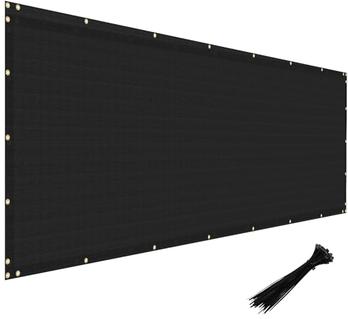 Windscreen4less Heavy Duty Sichtschutz Zaun in Farbe Massiv Schwarz 5 'x 50' Tüllen Messing W/3-Jahre Garantie 140 GSM (Benutzerdefiniert Größen erhältlich) 5' x 20'