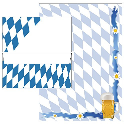 Bayern-Raute + Bier 50-teilig 25 Blatt Briefpapier + 25 Stück Briefumschläge DIN lang ohne Fenster 5775+6155