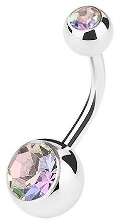 Piercingfaktor Bauchnabelpiercing Banane Piercing Bauch Stecker Gebogen mit Doppel Multi Kristall Kugel