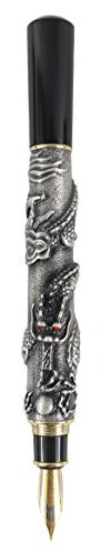 SIPLIV 3d ostdrache Füllfederhalter, mittlere Feder, altes Silber