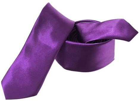 Trimming Shop Skinny Neck Tie 5cm Solid Colour Slim Ties Soft Polyester for Formal Wear Skinny Tie Unisex Classic Formal Necktie for Wedding, Prom, Celebration, Party & Business Meeting - Purple
