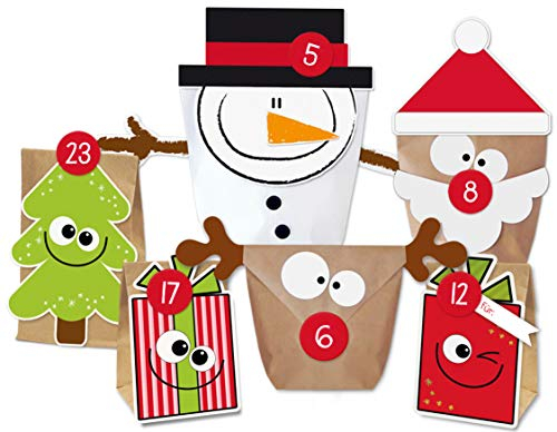 KuschelICH DIY Adventskalender Set MIX zum Befüllen - Weihnachtskalender selber machen ohne Schere - alle Teile gestanzt - wiederverwendbar