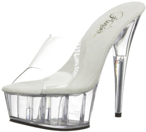 Pleaser EU-DELIGHT-601 DEL601/C/M, Sandali col Tacco Donna, Trasparente (Transparent (Clr/Clr)), 38