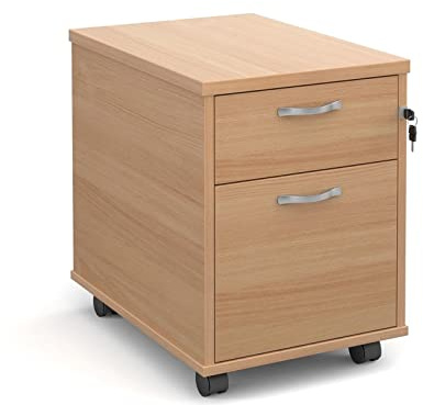 DAMS 2 Drawer Mobile Pedestal, Wood, Beech