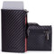 Moneyhold® Porte-Cartes Bancaire Unisexe - Portefeuille Slim en Simil-Cuir Vegan Anti Piratage RFID, Compact et Élégant (B - avec Porte-Monnaie, 2 - Carbon - Noir/Rouge)