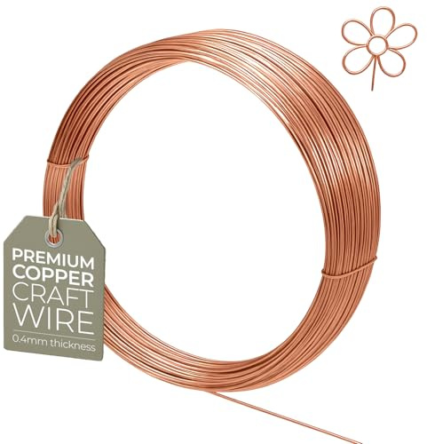 Copper Wire for Jewellery Making, 0.4mm 26 Gauge - Non-Tarnish Copper Craft Wire, Jewellery Wire & Beading - 20m