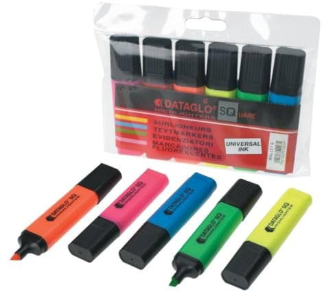 Dataglo SQ Highlighters Assorted (pk6)