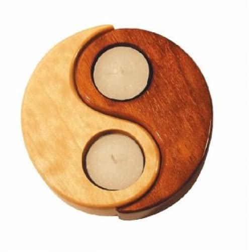 Yin-Yang Holz Natur/braun 12 cm, Teelicht