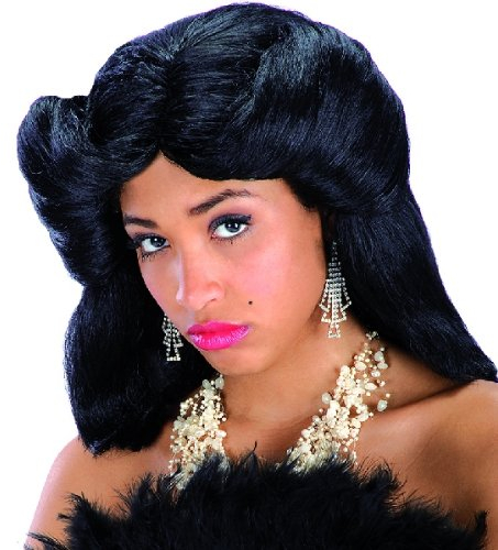 TH-MP Burlesque Perücke Pin Up Girl Damenperücke schwarz Pinup sexy