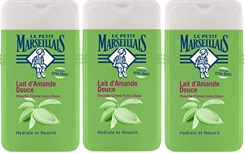 Le Petit Marseillais Extra-Mild Shower Gel, Sweet Almond Milk, 250 ml, Pack of 3