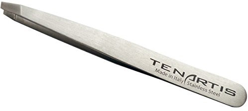 Pinzetta per Sopracciglia Professionale, Obliqua Inox con Custodia in PVC - Tenartis 183 Made in Italy