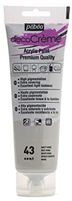Pébéo Peinture Acrylique Texture Crème pour la Décoration - Finition Mate - 120 ML - Mine