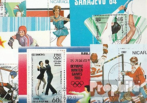 Motive 10 verschiedene Schlittschuhsport Blöcke (Briefmarken für Sammler) Wintersport (Ski/Eishockey/Bob …)