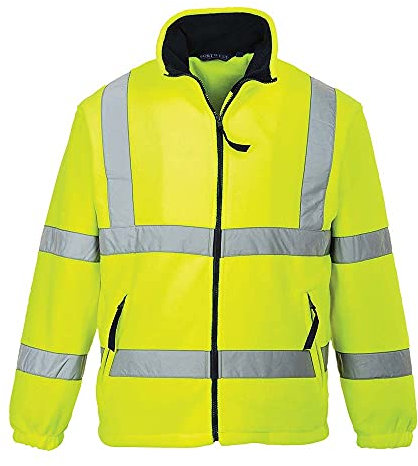 Portwest F300 Hi-Vis Reflective Fleece Jacket with Pockets - CE Certified High Viz Outdoor Safety Workwear, Yellow, 3XL