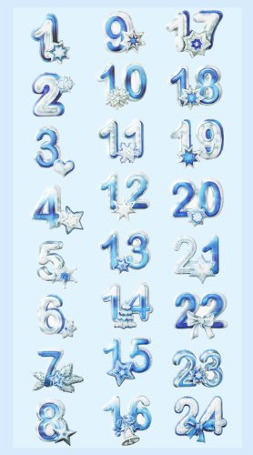 CREApop® Softy-Sticker Adventszahlen silber-bunt