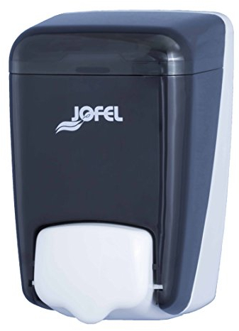 Jofel – Wandseifenspender, nachfüllbar mit Flüssigseife mit 0,4 l Fassungsvermögen, Badezimmer-Seifenspender, hochbeständiges ABS-Gehäuse, Azur AC84000, SAN Fumé