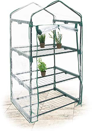 Relaxdays 10018890-348 Serre de Jardin Balcon Terrasse Transportable Mobile 2-3 ou 4 Étagères Portes