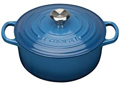 LE CREUSET Evolution Cocotte con Tapa, Redonda, Todas Las Fuentes de Calor Incl. inducción, 2,4 l, Hierro Fundido, Azul(Marseille), 20 cm