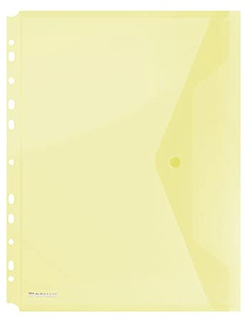 DONAU-Kuvertmappe mit Klammer 8540001PL-11 Gelb, Dokumententasche zum Abheften Dokumentenmappe/ Sammelmappe Eurolochung zum Abheften Transparent für Schule Büro Qualität PP öko/Kunststoff Plastik