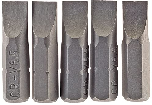 Draper 64012 6.5mm 1/4 Hex Plain Slot Insert Bit 25mm Long (5 Piece)