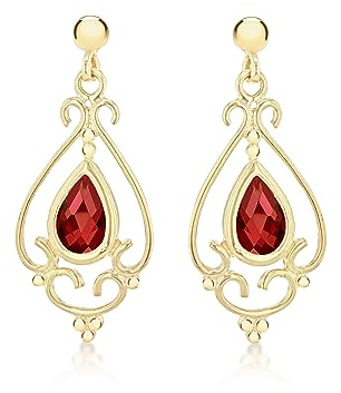 CARISSIMA Silver Damen-Ohrhänger 9 Karat 375 Gelbgold Garnet Chandelier Drop 1.57.7939