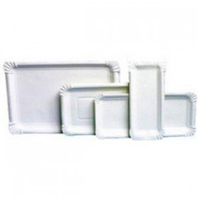 250 Teller, Pappe eckig 7 cm x 14 cm weiss Pappteller