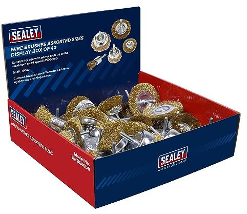 Sealey Crimped Wire Brushes - Assorted Sizes - Display Box of 40 - BWBS40DB
