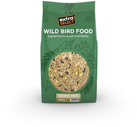 Extra Select Wild Bird Seed Mix with Black Sunflower Seeds, Wheat, Dari, Millet Seeds - Nutrient Rich Wild Bird Food for Small Birds - 20kg