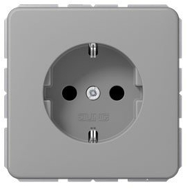 Jung 1520 BFKI GR Schuko Steckdose 16 A 250 V bruchsicher mit Berührungsschutz Serie CD grau, 250 V