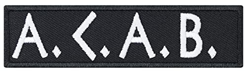 Rocker Aufnäher: ACAB Ultras Biker Patch mit Stickerei - Kult-Aufnäher Hooligan Aufbügler Heavy Metal - DIY Stoff-Applikation für Kutte/Jacke/Jeans/Weste, SCHWARZ, 90x25mm