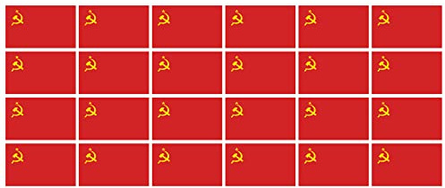 INDIGOS UG - Mini Aufkleber Set - Pack glatt - 33x20mm - selbstklebender Sticker - UDSSR - Flagge - Banner - Standarte fürs Auto, Büro, zu Hause und die Schule - 24 Stück - für Auto, Laptop