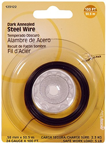 HILLMAN 123122 24 Gauge Dark Annealed Wire, 1-Pack | Soft and malleable, bends without snapping, holds up to 5 pounds, floral, tying, sculpture, projects, garden, repair work
