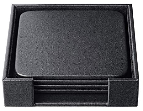 Dacasso Classic Square Untersetzer-Set mit Halterung, Schwarz