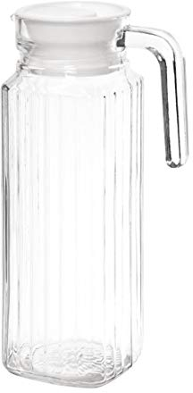Olympia Ribbed Glass Water Jugs with Lid and Handle 1Ltr (6 Pack) GF922