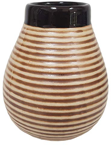 Gaucho Bruno Vaso Grande de Cerámica Yerba Mate - Reutilizable, Antideslizante y de Fácil Limpieza - Retiene el Calor, Ideal Para Uso En El Hogar Y En Viajes - Marrón