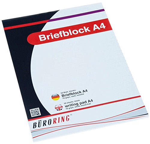 Büroring Briefblock A4/50 Blatt blanko, holzfrei, weiß