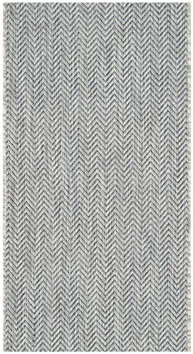 SAFAVIEH Outdoor Accent Rug 2'7x5' - Courtyard Collection - Coastal Design, Grey & Navy, Durable & Easy Cleaning, Ideal for Patio, Entryway, Mudroom, Backyard (CY8022-36812)